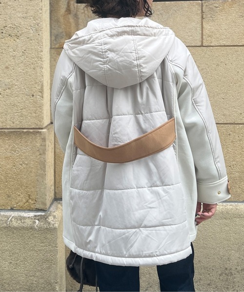 Chez toi(シェトワ)の「ウォッシャブル中綿×ダンボールフードジャケット(ダウンジャケット/コート・レディース・ブラック/ベージュ/アイボリー・FREE)」の12枚目の写真