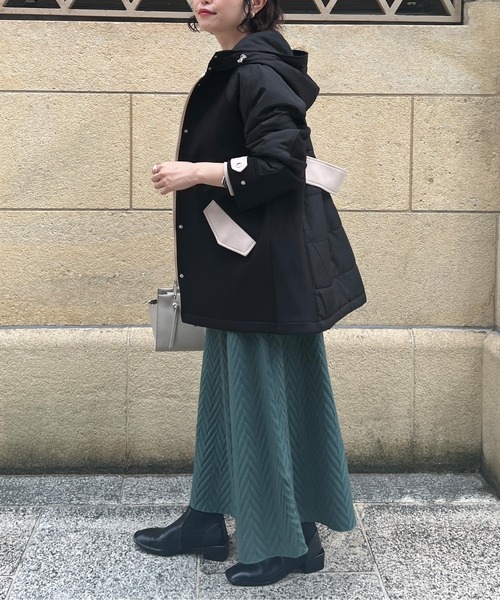 Chez toi(シェトワ)の「ウォッシャブル中綿×ダンボールフードジャケット(ダウンジャケット/コート・レディース・ブラック/ベージュ/アイボリー・FREE)」の9枚目の写真