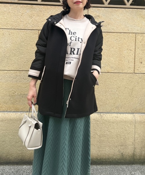 Chez toi(シェトワ)の「ウォッシャブル中綿×ダンボールフードジャケット(ダウンジャケット/コート・レディース・ブラック/ベージュ/アイボリー・FREE)」の17枚目の写真