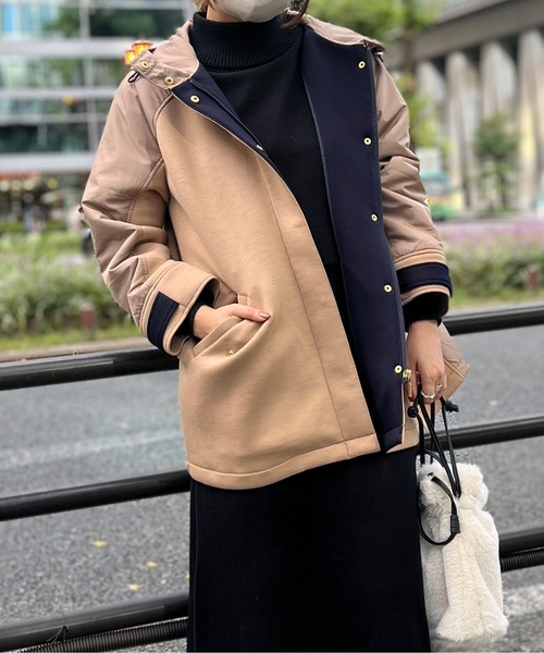 Chez toi(シェトワ)の「ウォッシャブル中綿×ダンボールフードジャケット(ダウンジャケット/コート・レディース・ブラック/ベージュ/アイボリー・FREE)」の21枚目の写真