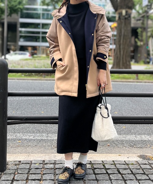 Chez toi(シェトワ)の「ウォッシャブル中綿×ダンボールフードジャケット(ダウンジャケット/コート・レディース・ブラック/ベージュ/アイボリー・FREE)」の22枚目の写真