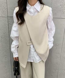 ワンポイントボタンスリットテーラーベストジレ