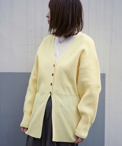 DROIT BELLO（ドロイトベロ）の「DROIT BELLO（ドロイトベロ）リブカーデ（カーディガン/ボレロ・レディース・ベージュ/イエロー・F）」の2枚目の写真