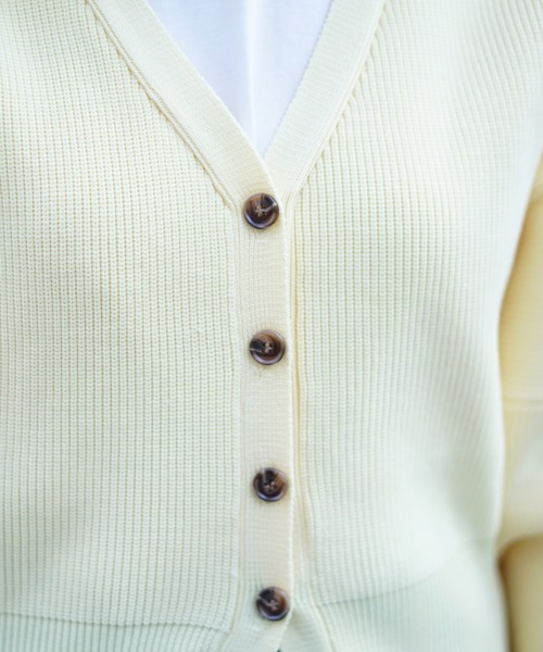 DROIT BELLO（ドロイトベロ）の「DROIT BELLO（ドロイトベロ）リブカーデ（カーディガン/ボレロ・レディース・ベージュ/イエロー・F）」の7枚目の写真