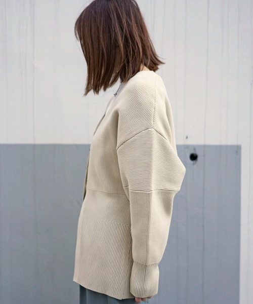 DROIT BELLO（ドロイトベロ）の「DROIT BELLO（ドロイトベロ）リブカーデ（カーディガン/ボレロ・レディース・ベージュ/イエロー・F）」の12枚目の写真