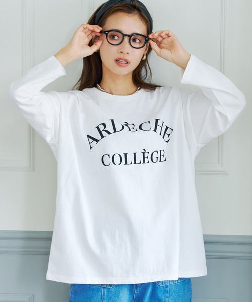 coca(coca)(コカ)の「ビッグシルエットプリントロンTee(Tシャツ/カットソー・レディース・ホワイト/ライトグレー/ブラック・ONE SIZE)」の1枚目の写真