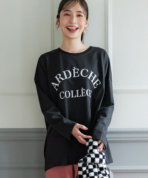 coca(coca)(コカ)の「ビッグシルエットプリントロンTee(Tシャツ/カットソー・レディース・ホワイト/ライトグレー/ブラック・ONE SIZE)」の2枚目の写真