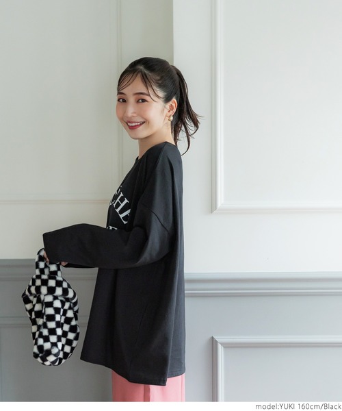 coca(coca)(コカ)の「ビッグシルエットプリントロンTee(Tシャツ/カットソー・レディース・ホワイト/ライトグレー/ブラック・ONE SIZE)」の10枚目の写真