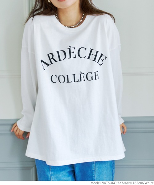 coca(coca)(コカ)の「ビッグシルエットプリントロンTee(Tシャツ/カットソー・レディース・ホワイト/ライトグレー/ブラック・ONE SIZE)」の5枚目の写真