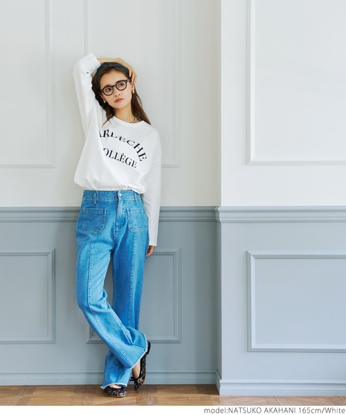 coca(coca)(コカ)の「ビッグシルエットプリントロンTee(Tシャツ/カットソー・レディース・ホワイト/ライトグレー/ブラック・ONE SIZE)」の6枚目の写真