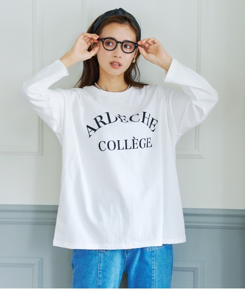 coca(coca)(コカ)の「ビッグシルエットプリントロンTee(Tシャツ/カットソー・レディース・ホワイト/ライトグレー/ブラック・ONE SIZE)」の7枚目の写真