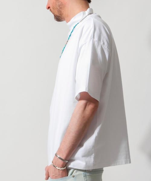 BEAUTY&YOUTH UNITED ARROWS（ビューティーアンドユースユナイテッドアローズ）の「BY ∴ ワイド ハイネック ハーフスリーブ MADE IN JAPAN カットソー  ◆（Tシャツ/カットソー・メンズ・ホワイト/ネイビー・SMALL/MEDIUM/LARGE）」の4枚目の写真