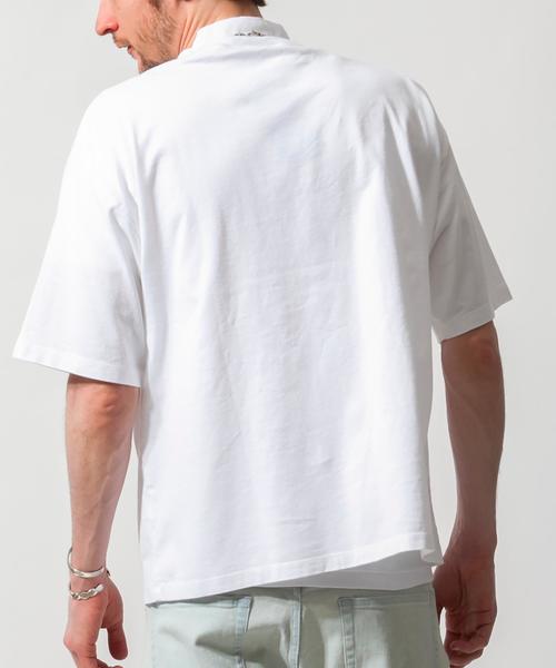 BEAUTY&YOUTH UNITED ARROWS（ビューティーアンドユースユナイテッドアローズ）の「BY ∴ ワイド ハイネック ハーフスリーブ MADE IN JAPAN カットソー  ◆（Tシャツ/カットソー・メンズ・ホワイト/ネイビー・SMALL/MEDIUM/LARGE）」の5枚目の写真