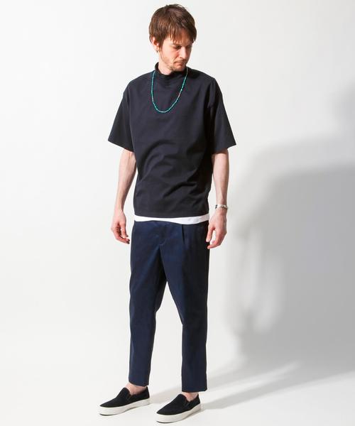 BEAUTY&YOUTH UNITED ARROWS（ビューティーアンドユースユナイテッドアローズ）の「BY ∴ ワイド ハイネック ハーフスリーブ MADE IN JAPAN カットソー  ◆（Tシャツ/カットソー・メンズ・ホワイト/ネイビー・SMALL/MEDIUM/LARGE）」の7枚目の写真