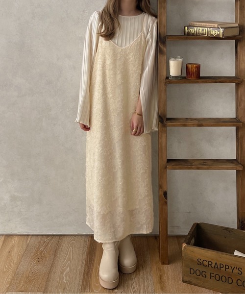 apres jour clair（アプレジュールクレア）の「【apres jour clair】ジャガードストレートキャミワンピース【ZOZOTOWN限定アイテム】（ワンピース・レディース・アイボリー/ラベンダー/ブラック・フリー/X-LARGE）」の5枚目の写真