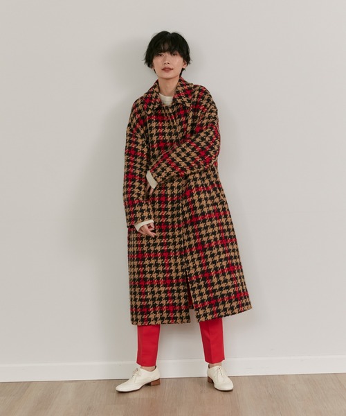 Maison de Beige(メゾンドベージュ)の「PONTETORTOロービングチェックコート(ステンカラーコート・レディース・キャメル・9号)」の8枚目の写真