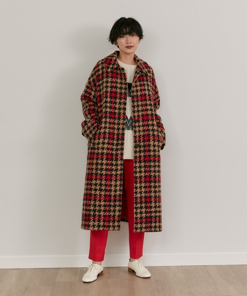 Maison de Beige(メゾンドベージュ)の「PONTETORTOロービングチェックコート(ステンカラーコート・レディース・キャメル・9号)」の4枚目の写真