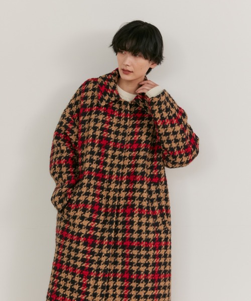 Maison de Beige(メゾンドベージュ)の「PONTETORTOロービングチェックコート(ステンカラーコート・レディース・キャメル・9号)」の3枚目の写真