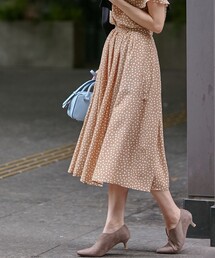 【洗える】ハートペダルプリントギャザー スカート
