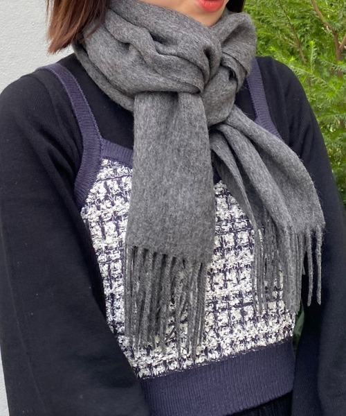 Cheek（チーク）の「無地マフラー（マフラー・レディース・モカ/ブラック/グレー・FREE）」の9枚目の写真