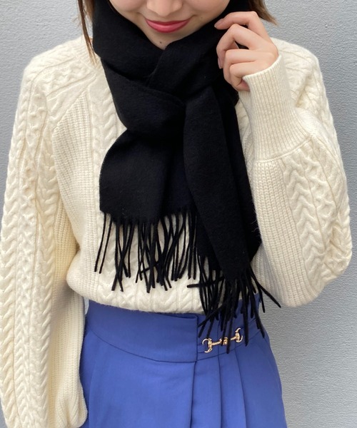 Cheek（チーク）の「無地マフラー（マフラー・レディース・モカ/ブラック/グレー・FREE）」の4枚目の写真