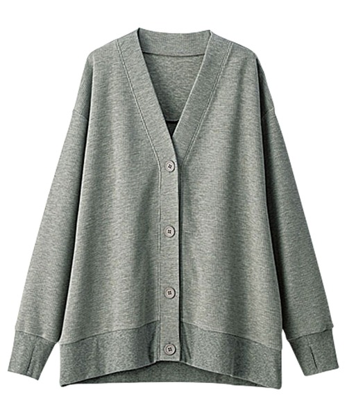 BELLUNA PLUS(ベルーナ)の「ワッフル素材ボタンデザインカーディガン(カーディガン/ボレロ・レディース・杢グレー/イエロー/ネイビー・LARGE/X-LARGE/MEDIUM)」の4枚目の写真