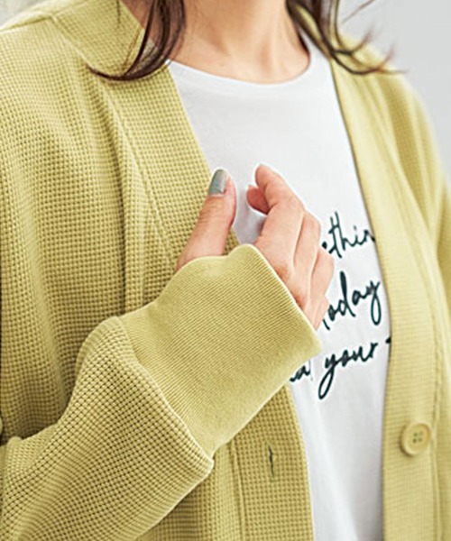 BELLUNA PLUS(ベルーナ)の「ワッフル素材ボタンデザインカーディガン(カーディガン/ボレロ・レディース・杢グレー/イエロー/ネイビー・LARGE/X-LARGE/MEDIUM)」の16枚目の写真