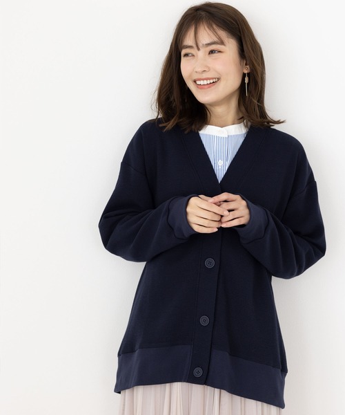 BELLUNA PLUS(ベルーナ)の「ワッフル素材ボタンデザインカーディガン(カーディガン/ボレロ・レディース・杢グレー/イエロー/ネイビー・LARGE/X-LARGE/MEDIUM)」の13枚目の写真