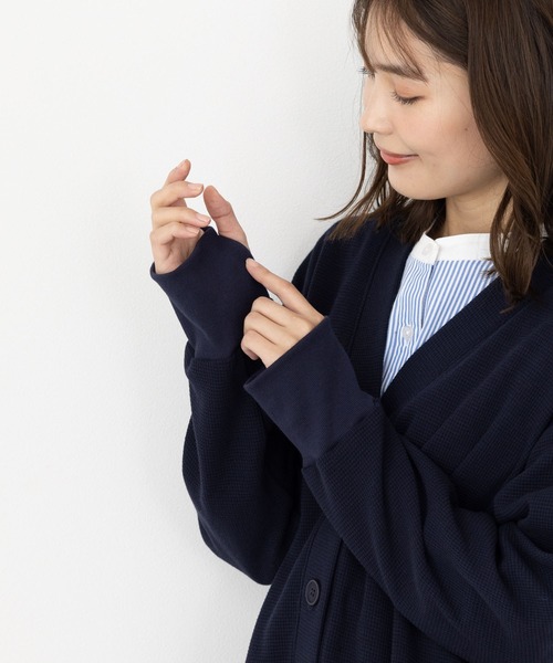 BELLUNA PLUS(ベルーナ)の「ワッフル素材ボタンデザインカーディガン(カーディガン/ボレロ・レディース・杢グレー/イエロー/ネイビー・LARGE/X-LARGE/MEDIUM)」の14枚目の写真