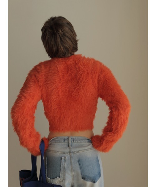 AMAIL（アマイル）の「Fuwa fuwa cropd knit（ニット/セーター・レディース・オレンジ/アイボリー/ブルー・FREE）」の13枚目の写真