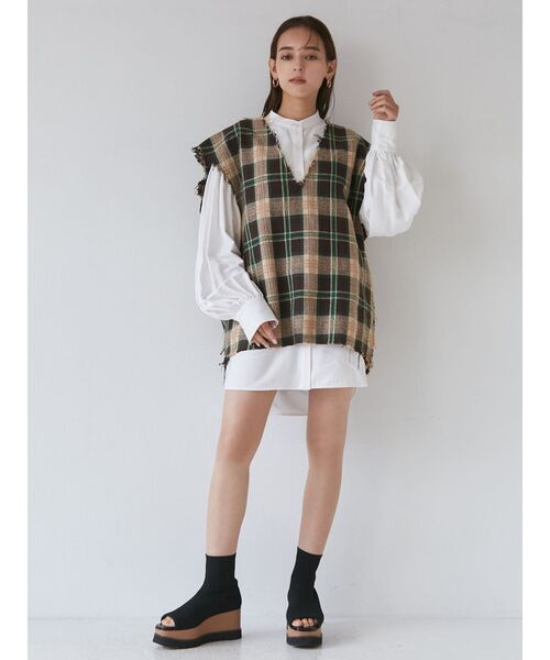 MURUA ツイードベストシャツワンピース MURUA（ムルーア）の「ツイードベストシャツワンピース【2way