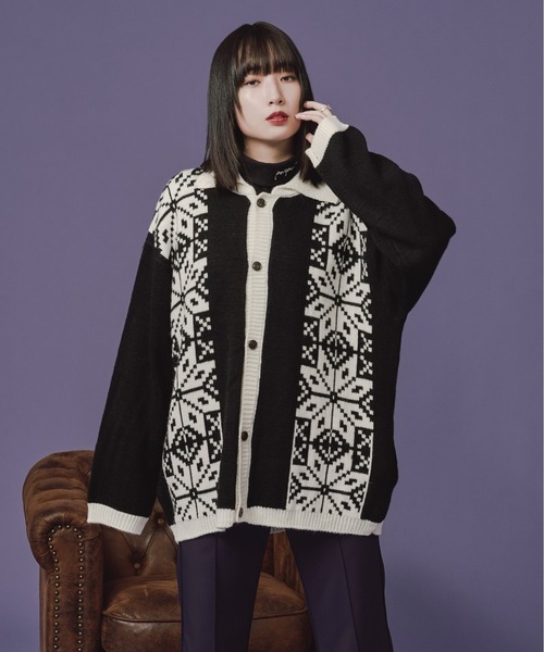 Ellno Loset(エルノロゼット)の「ジャガードライン襟付きニットカーディガン(カーディガン/ボレロ・メンズ・オフホワイト/ブラック・LARGE/MEDIUM)」の18枚目の写真