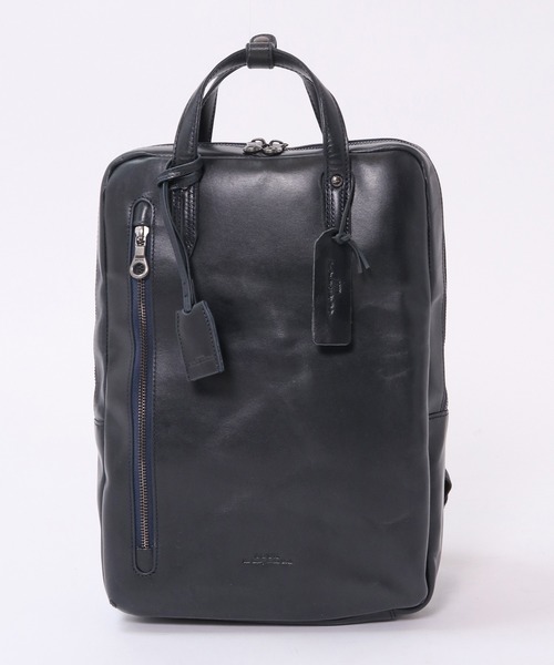 CROWDED CLOSET(クラウデッドクローゼット)の「【JOYA(ジョヤ)】本革サドルレザー薄型リュック(バックパック/リュック・メンズ・ネイビー/ブラック・FREE)」の16枚目の写真
