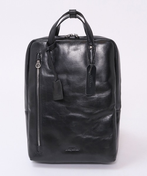 CROWDED CLOSET(クラウデッドクローゼット)の「【JOYA(ジョヤ)】本革サドルレザー薄型リュック(バックパック/リュック・メンズ・ネイビー/ブラック・FREE)」の17枚目の写真