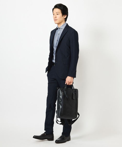 CROWDED CLOSET(クラウデッドクローゼット)の「【JOYA(ジョヤ)】本革サドルレザー薄型リュック(バックパック/リュック・メンズ・ネイビー/ブラック・FREE)」の19枚目の写真