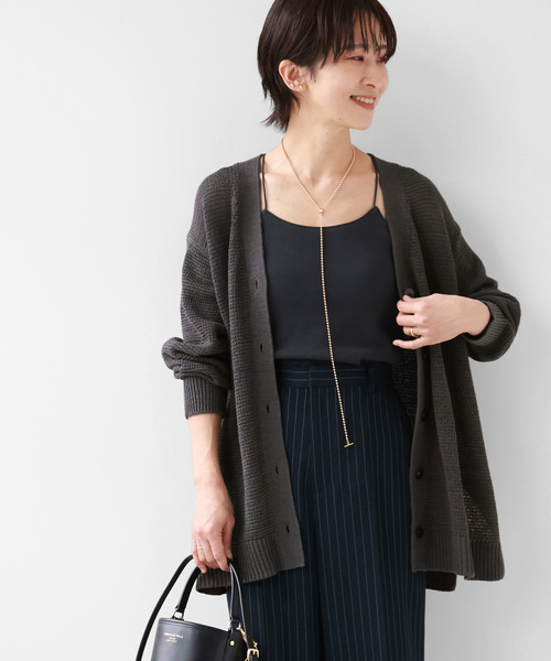 JOURNAL STANDARD relume(ジャーナルスタンダード レリューム)の「テープヤーンVネックカーディガン(カーディガン/ボレロ・レディース・チャコールグレー/ブルー/アイボリー・FREE)」の6枚目の写真