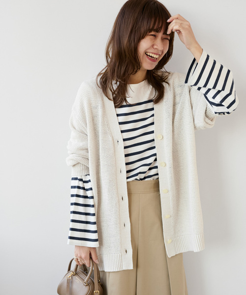JOURNAL STANDARD relume(ジャーナルスタンダード レリューム)の「テープヤーンVネックカーディガン(カーディガン/ボレロ・レディース・チャコールグレー/ブルー/アイボリー・FREE)」の13枚目の写真