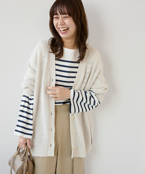 JOURNAL STANDARD relume(ジャーナルスタンダード レリューム)の「テープヤーンVネックカーディガン(カーディガン/ボレロ・レディース・チャコールグレー/ブルー/アイボリー・FREE)」の14枚目の写真