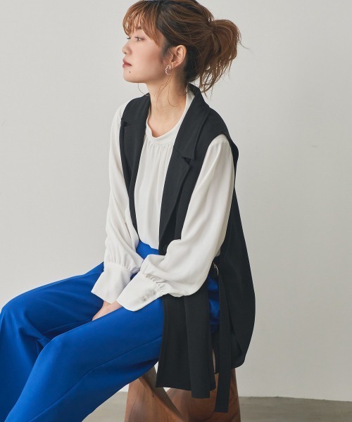 nissen(ニッセン)の「ジレセットアップ(ベスト+ストレートパンツ)(スーツセット・レディース・ブラック/ベージュ/ネイビー/グレイッシュベージュ/グレー・M/LL/S/L/3L)」の12枚目の写真