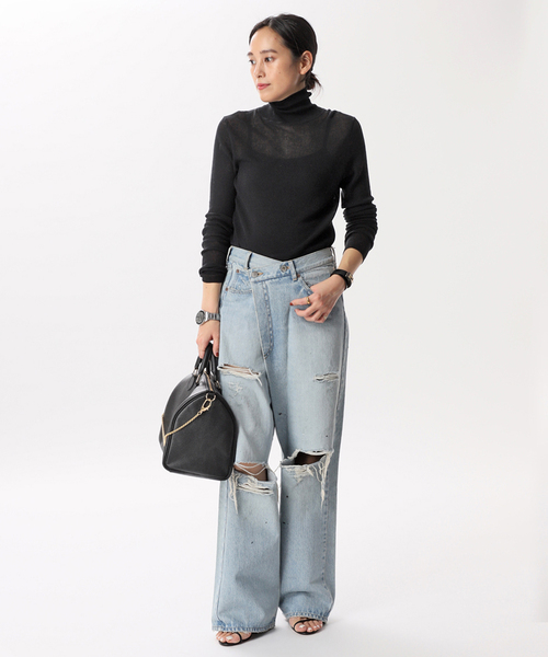 AP STUDIO(エーピーストゥディオ)の「New エイドスタイリングニット(ニット/セーター・レディース・チャコールグレー/ブラック・FREE)」の17枚目の写真