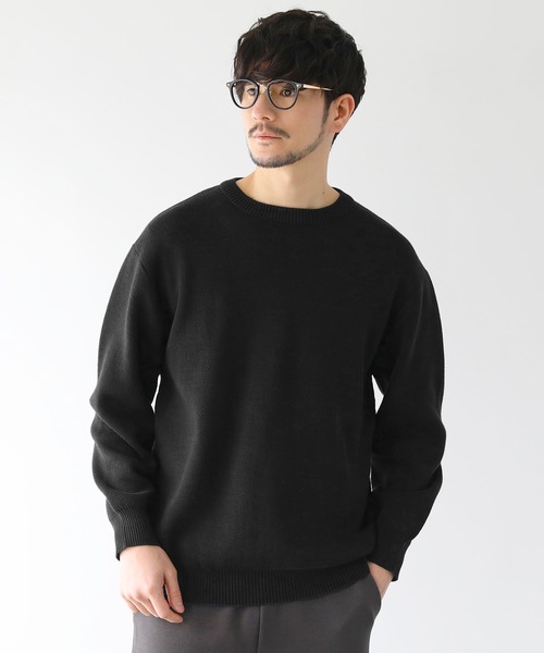 LIL VENDARS（リルヴェンダース）の「抗菌防臭TCミラノリブクルーネックニット（ニット/セーター・メンズ・ブルー/ブラック/グリーン/ベージュ系/ホワイト・M/L/XL）」の3枚目の写真