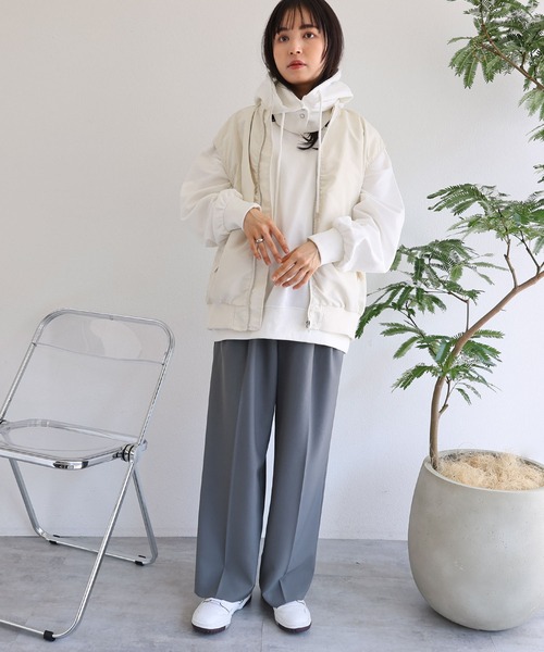 andme(アンドミー)の「MA-1ベスト(MA-1・レディース・アイボリー/カーキ/ブラック・F(M))」の6枚目の写真