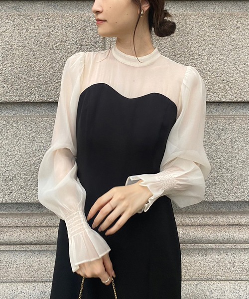 one after another NICE CLAUP(ワンアフターアナザーナイスクラップ)の「バックリボンワンピース(ドレス・レディース・ブラック系その他/ベージュ系その他/ブラック・FREE)」の1枚目の写真