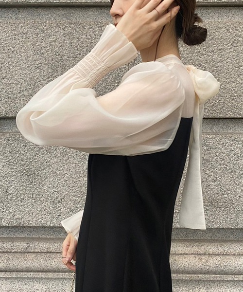 one after another NICE CLAUP(ワンアフターアナザーナイスクラップ)の「バックリボンワンピース(ドレス・レディース・ブラック系その他/ベージュ系その他/ブラック・FREE)」の14枚目の写真