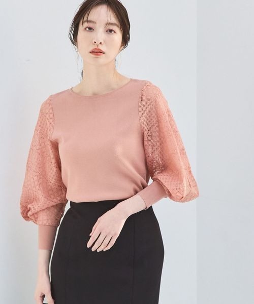 Andemiu（アンデミュウ）の「レーススリーブニット187554（ニット/セーター・レディース・オフホワイト/ブラック/グレー/パープル/ライトブルー/ピンク/ネイビー/ミント/ライトグレー/ライトピンク・FREE）」の9枚目の写真