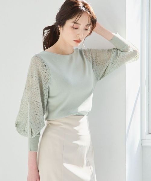 Andemiu（アンデミュウ）の「レーススリーブニット187554（ニット/セーター・レディース・オフホワイト/ブラック/グレー/パープル/ライトブルー/ピンク/ネイビー/ミント/ライトグレー/ライトピンク・FREE）」の17枚目の写真