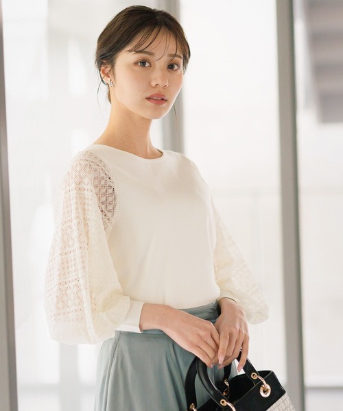 Andemiu（アンデミュウ）の「レーススリーブニット187554（ニット/セーター・レディース・オフホワイト/ブラック/グレー/パープル/ライトブルー/ピンク/ネイビー/ミント/ライトグレー/ライトピンク・FREE）」の21枚目の写真