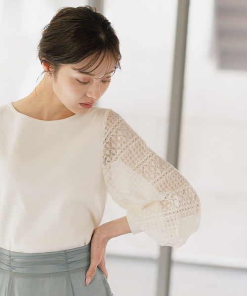 Andemiu（アンデミュウ）の「レーススリーブニット187554（ニット/セーター・レディース・オフホワイト/ブラック/グレー/パープル/ライトブルー/ピンク/ネイビー/ミント/ライトグレー/ライトピンク・FREE）」の22枚目の写真