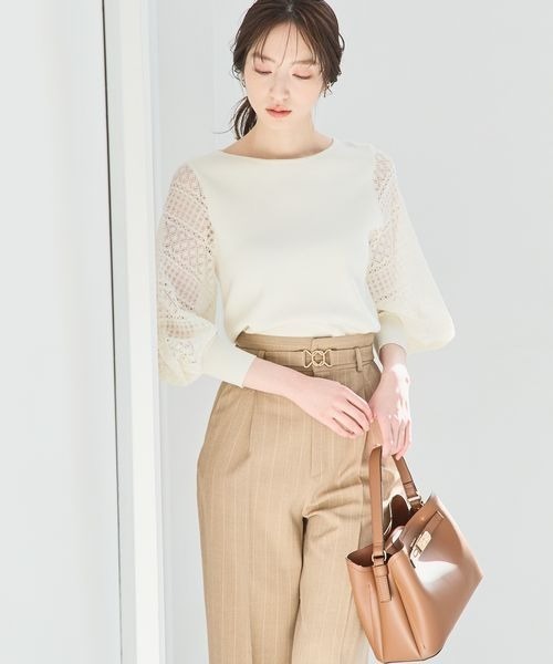 Andemiu（アンデミュウ）の「レーススリーブニット187554（ニット/セーター・レディース・オフホワイト/ブラック/グレー/パープル/ライトブルー/ピンク/ネイビー/ミント/ライトグレー/ライトピンク・FREE）」の12枚目の写真