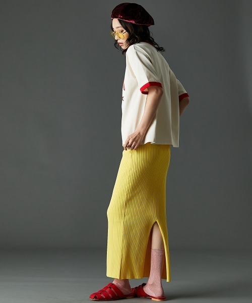 GEVS.（ジェイヴィス）の「ワイドリブロングニットタイトスカート ＜大きいサイズ有＞GEVS.（スカート・レディース・チャコール/ブルー/ピンク/グリーン/パープル/ブラック/レッド/オレンジ/イエロー・3L/5L/L/4L/LL/M）」の11枚目の写真